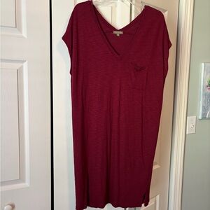 Lilla P Burgundy V-Neck Tunic Dress